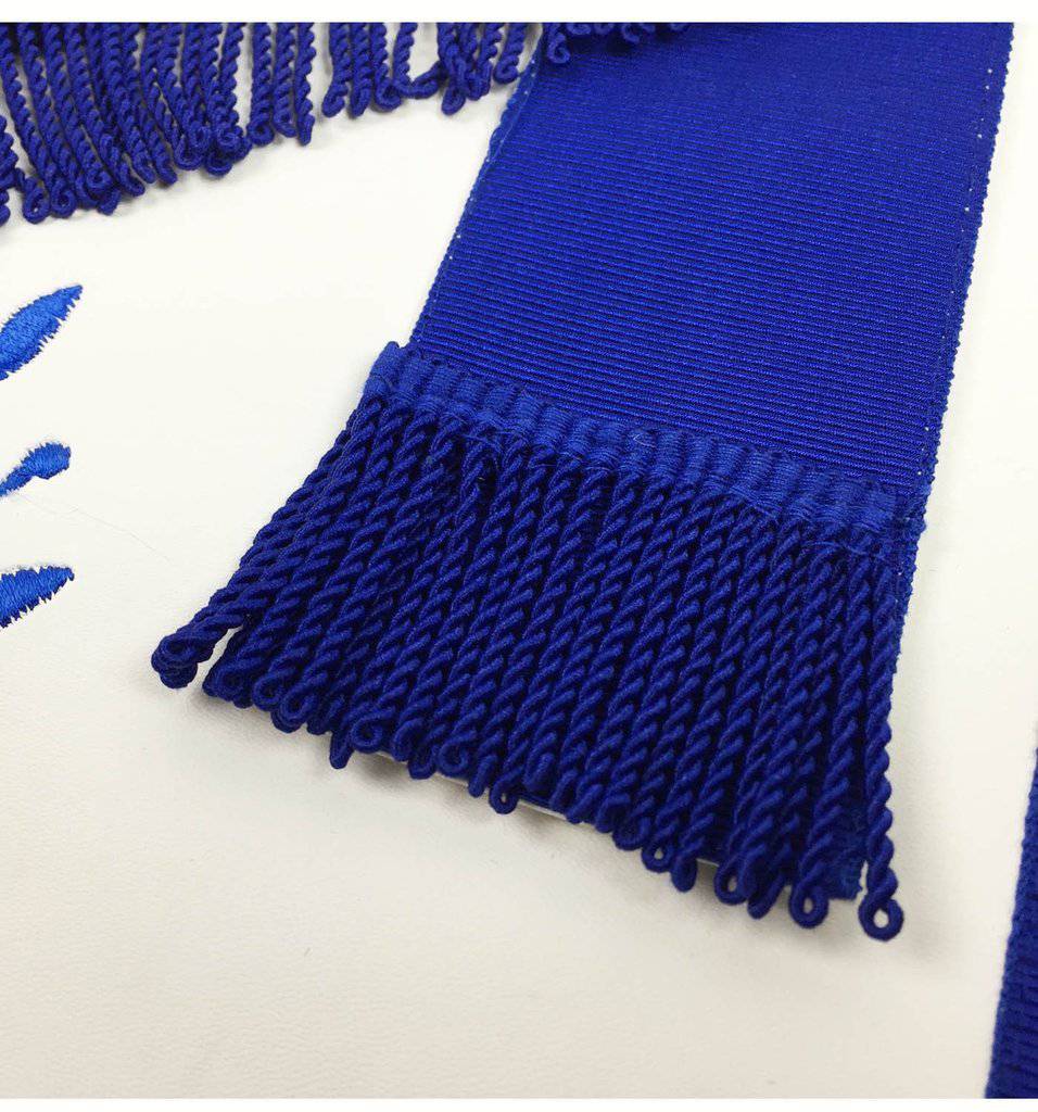 Master Mason Blue Lodge Apron – Royal Blue & White – detail 2