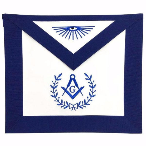 Master Mason Blue Lodge Apron – White & Navy Blue Various Materials – product view