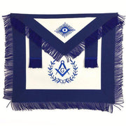 Master Mason Blue Lodge Apron – White & Navy Blue with Blue Fringe