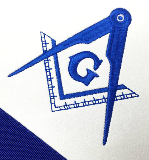 Master Mason Blue Lodge Apron – White & Blue with Different Materials – detail 2