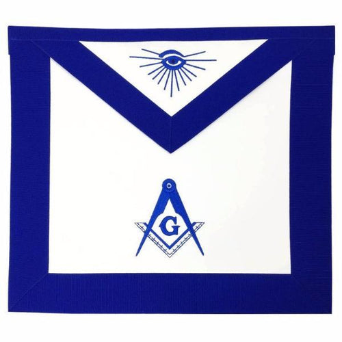 Master Mason Blue Lodge Apron – White & Blue with Different Materials – product view