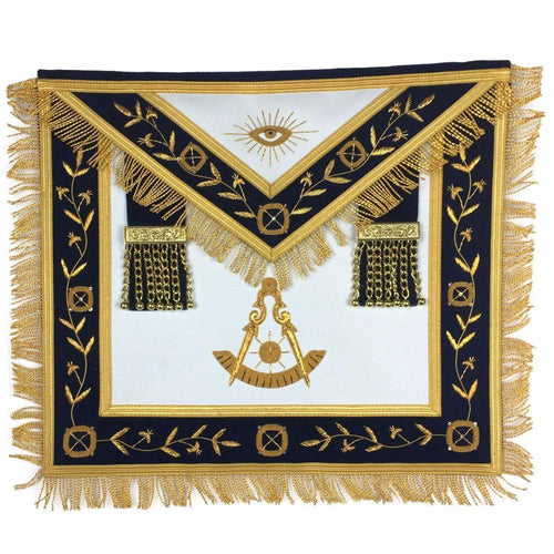 Past Master Blue Lodge Apron – Royal Navy with Gold Fringe – product view