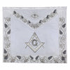 Master Mason Blue Lodge Apron – Quality A White Moire with Silver Embroidery