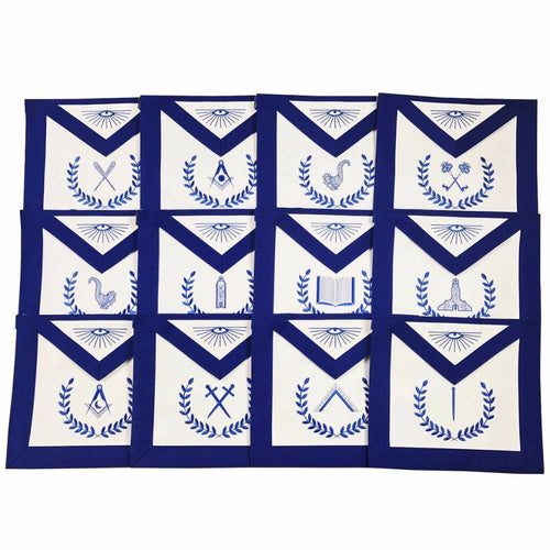 Officers Blue Lodge Officer Apron Set – Royal Blue Machine Embroidery – product view