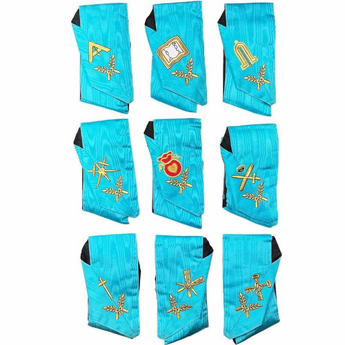 Officers Memphis Misraim Collar Set – Sky-Blue Moire Machine Embroidery – product view