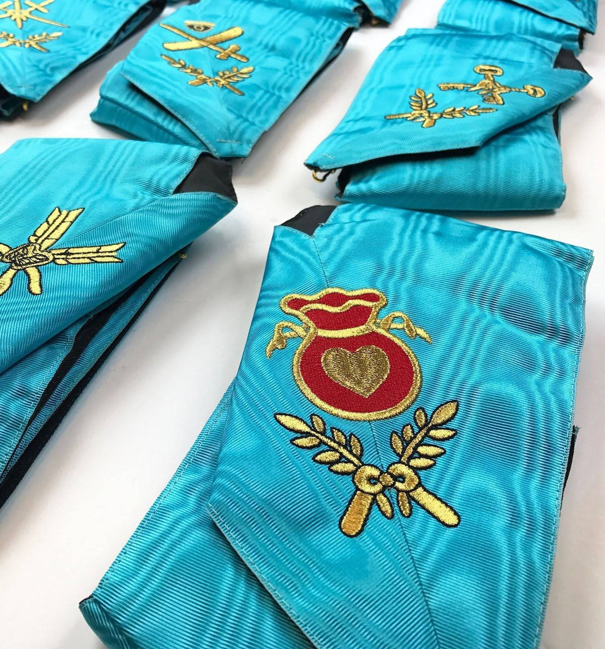 Officers Memphis Misraim Collar Set – Sky-Blue Moire Machine Embroidery – detail 2