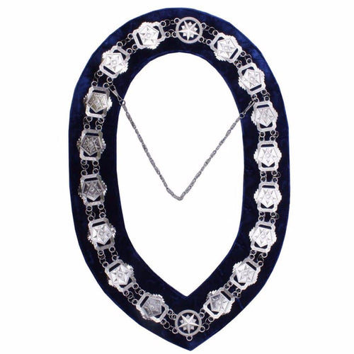 OES Chain Collar – Silver Plated on Blue Velvet – product view