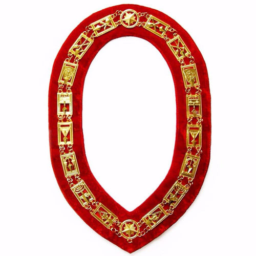 Council Chain Collar – Gold Plated on Red Velvet – product view