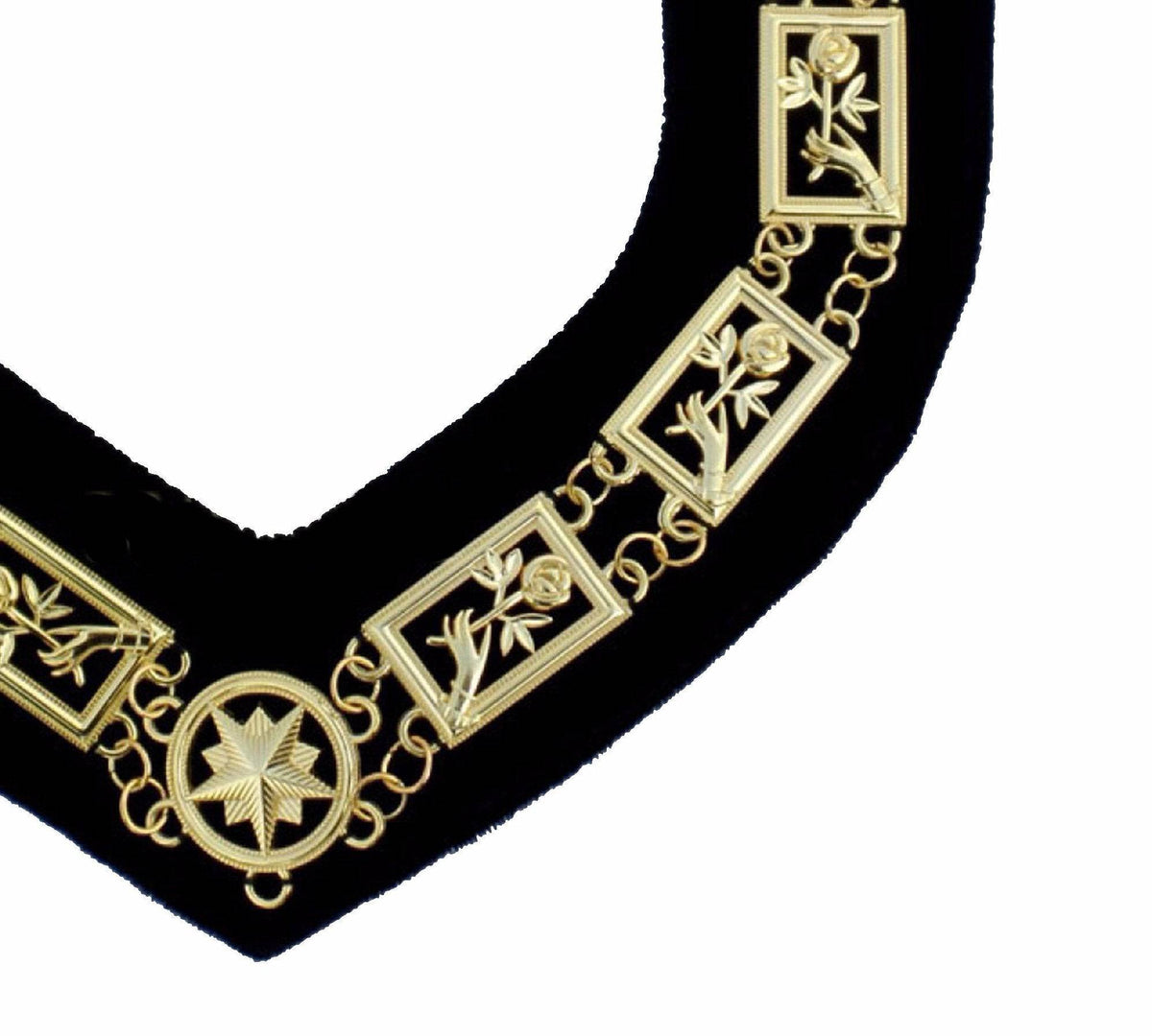 Scottish Rite Chain Collar – Gold Plated on Blue Velvet – detail 2