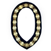 OES Chain Collar – Gold Plated Square & Compass on Blue Velvet