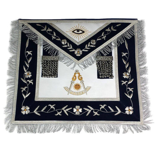 Past Master Blue Lodge Apron – Gold & Silver Bullion Hand Embroidery – product view