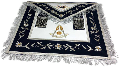 Past Master Blue Lodge Apron – Gold & Silver Bullion Hand Embroidery – detail 2