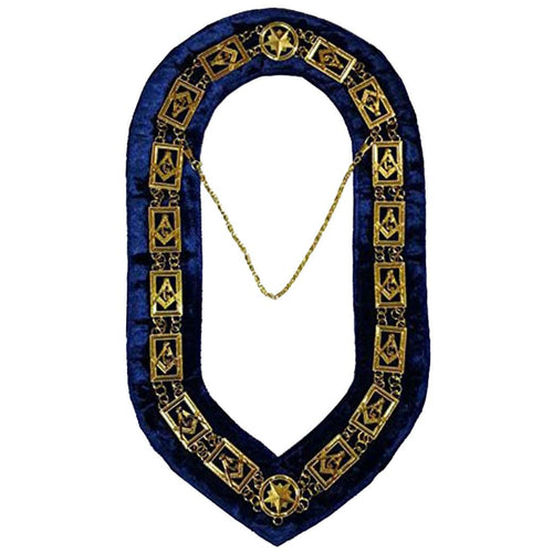 Master Mason Blue Lodge Chain Collar – Gold Plated Square & Compass G – product view
