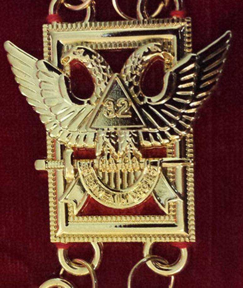 32nd Degree Scottish Rite Chain Collar – Wings Up Gold Plated – detail 2