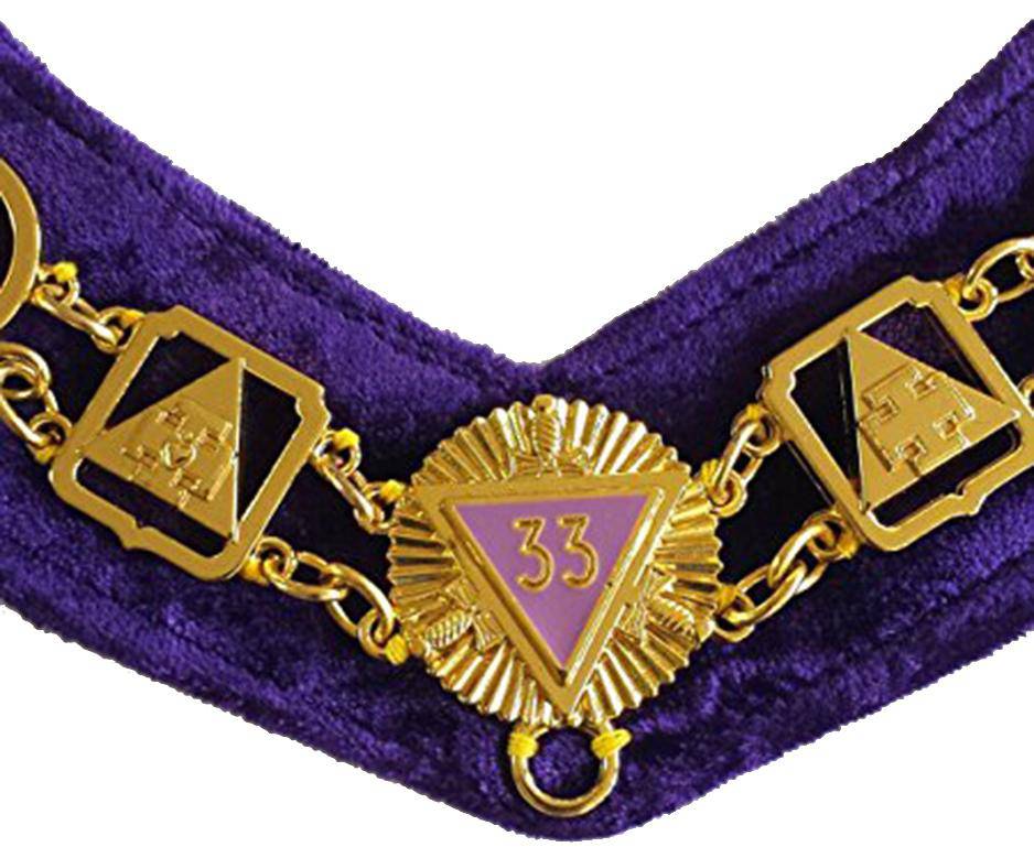 33rd Degree Scottish Rite Chain Collar – Gold Plated – detail 2