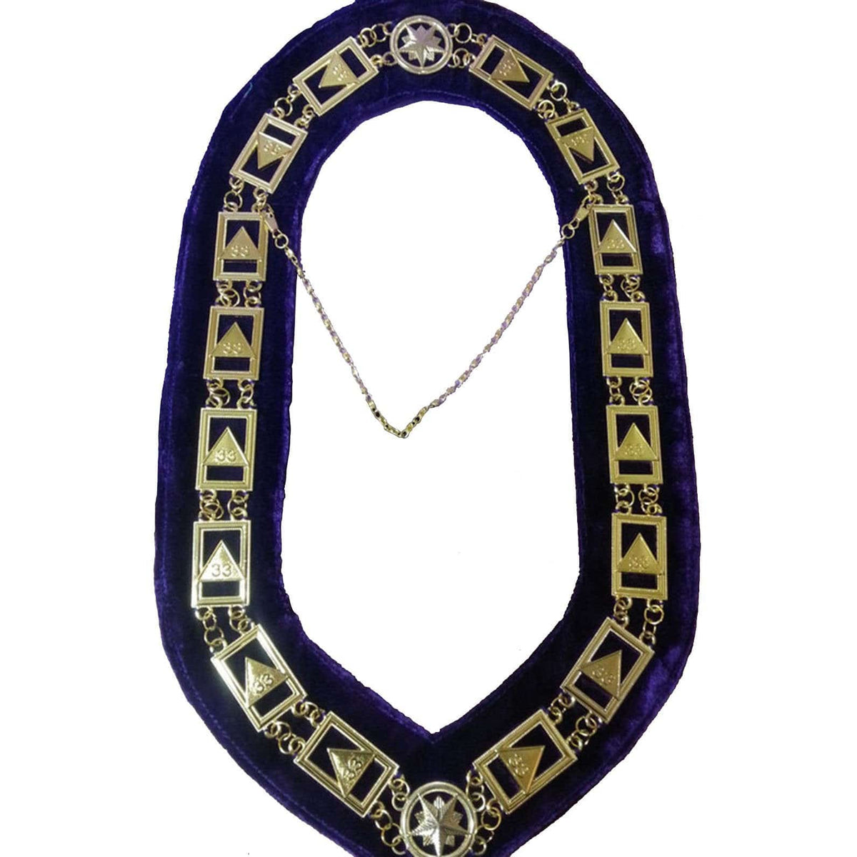 33rd Degree Scottish Rite Chain Collar – Gold Plated on Purple Velvet – detail 2