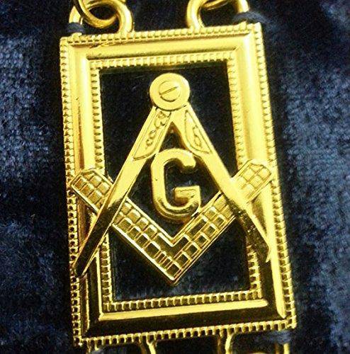 Master Mason Blue Lodge Chain Collar – Gold Plated Square & Compass G – detail 2