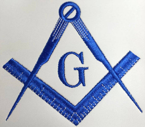 Master Mason Blue Lodge Apron – Blue Satin Square & Compass G – detail 2