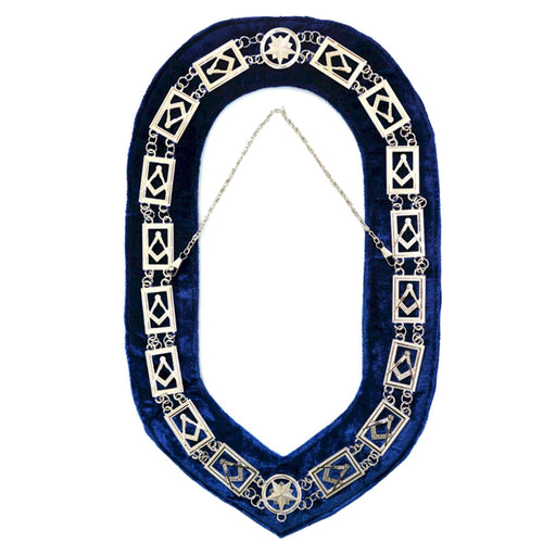 Master Mason Blue Lodge Chain Collar – Silver Plated Square & Compass – product view