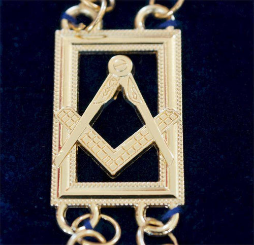 Master Mason Blue Lodge Chain Collar – Silver Plated Square & Compass – detail 2