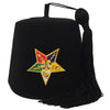 OES Fez Hat – Black Machine Embroidery