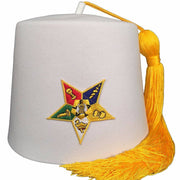 OES Fez Hat – Pure White with Two Tassel Colors