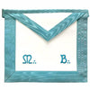 Master Mason French Rite Apron – White & Sky Blue Moire Machine Embroidery