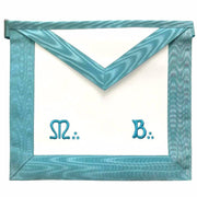 Master Mason French Rite Apron – White & Sky Blue Moire Machine Embroidery
