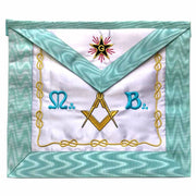 Master Mason French Rite Apron – White & Sky Blue Star G Machine Embroidery