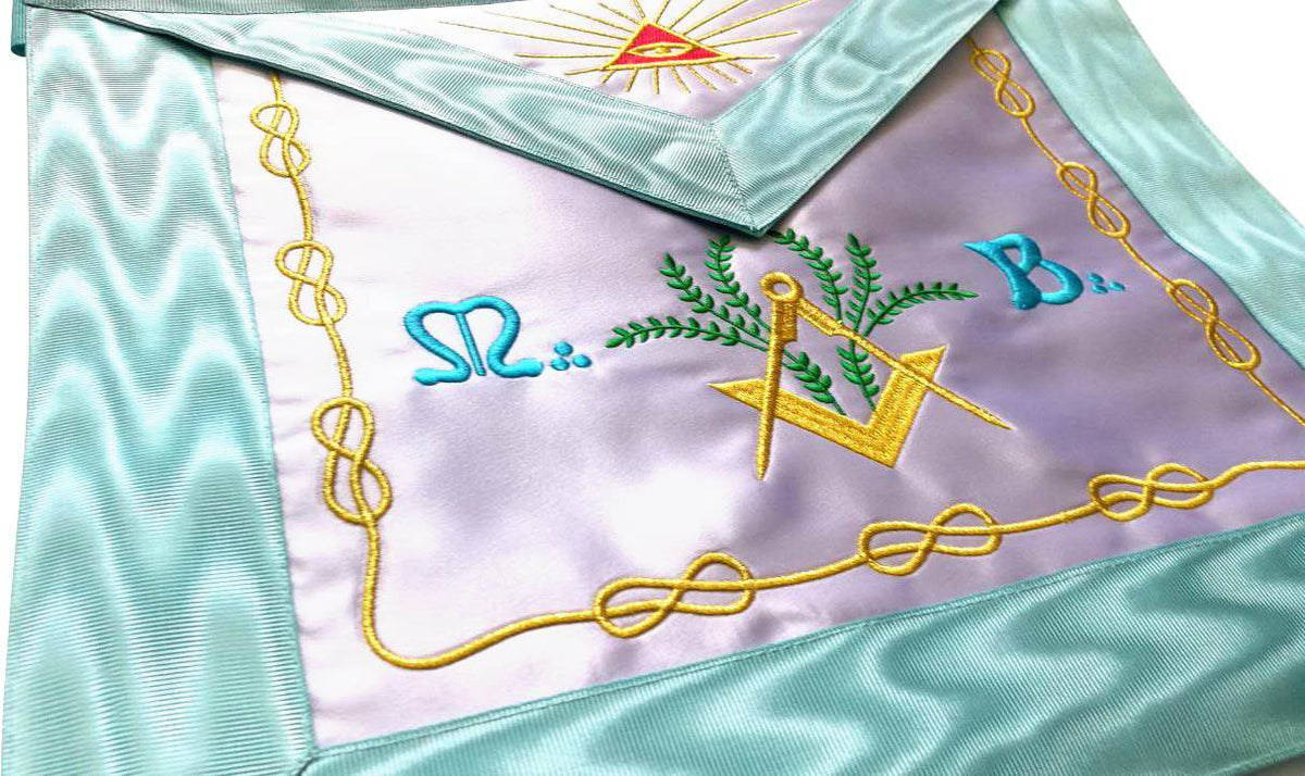 Master Mason French Rite Apron – Silk & Moire Star G – detail 2