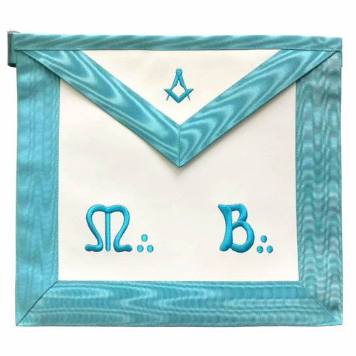 Master Mason French Rite Apron – Sky Blue Moire Square & Compass – product view
