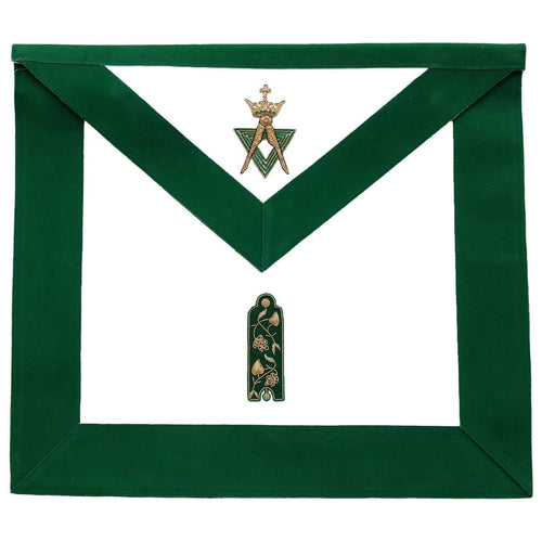 Junior Warden Allied Masonic Degrees Apron – Green Velvet – product view
