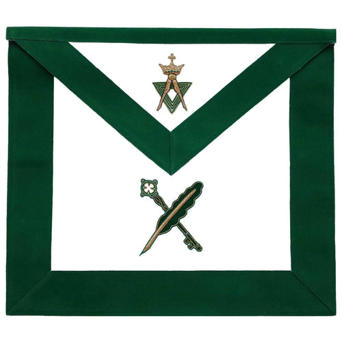 Secretary & Treasurer Allied Masonic Degrees Apron – Green Velvet – product view