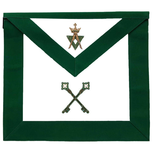 Treasurer Allied Masonic Degrees Apron – Green Velvet – product view