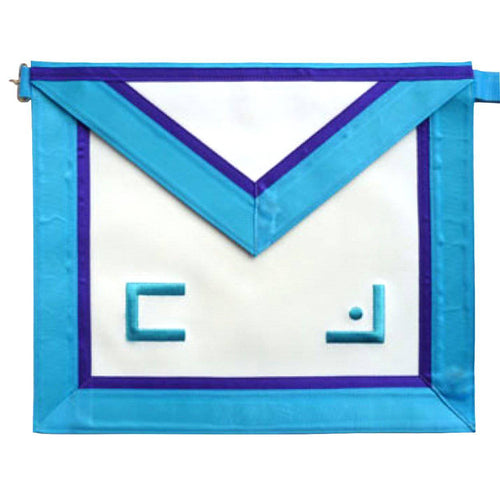 Master Mason Memphis Misraim Apron – White, Turquoise & Royal Blue – product view
