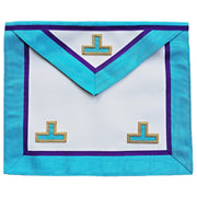 Worshipful Master Memphis Misraim Apron – White, Turquoise & Royal Blue Hand Embroidery