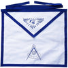 Past Master Blue Lodge Apron – White Duck Cotton Royal Blue Ribbon