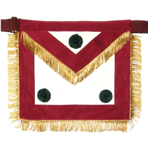 Past Excellent Chief Knight Masons Apron – Maroon Ribbon with Rosettes – product view