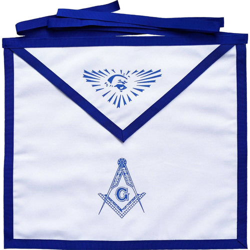 Master Mason Blue Lodge Apron – White Duck Cotton Square & Compass G – product view