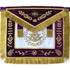 Past Master Blue Lodge Apron – White Satin & Purple with Gold Fringe Tassels
