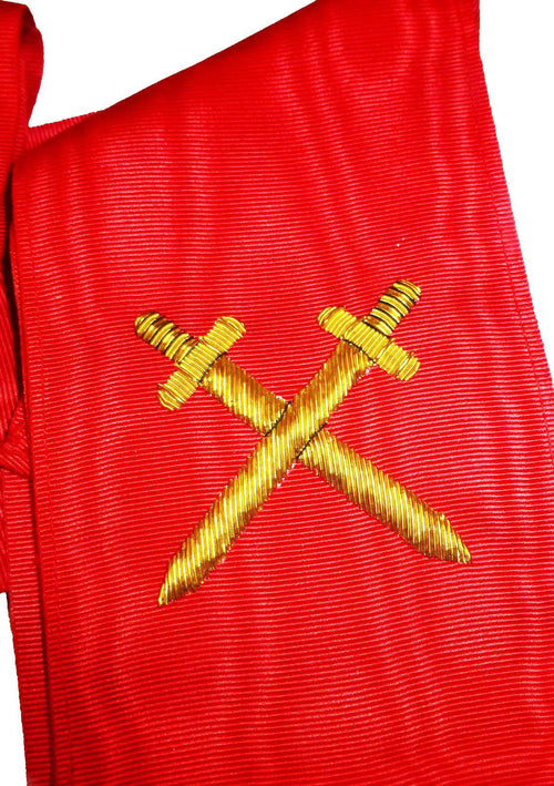 Knight Masons Sash – Red Moire – detail 2