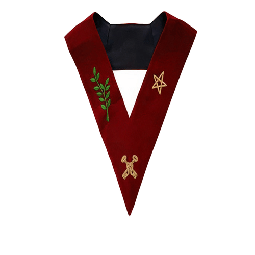 Treasurer Scottish Rite Officer Collar – Maroon Velvet – product view