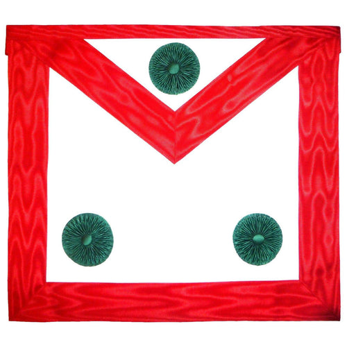 Knight Masons Apron – Red Moire with Rosettes – product view
