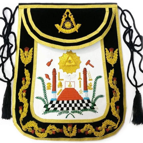 Masonic Exclusive Past Master Apron – Black Chenille with Gold Braid – product view