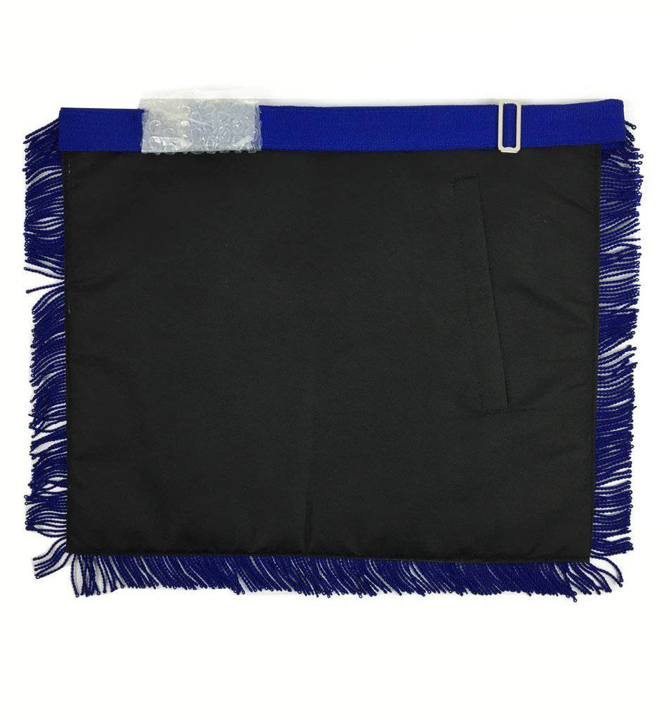 Master Mason Blue Lodge Apron – Royal Blue with Blue Fringe Tassels – detail 2