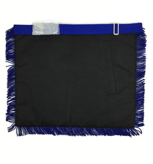 Master Mason Blue Lodge Apron – Royal Blue with Blue Fringe Tassels – detail 2