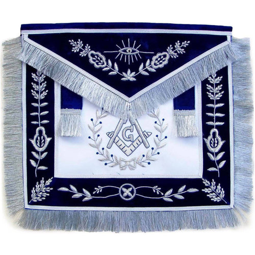 Master Mason Blue Lodge Apron – Navy Blue Chenille – product view