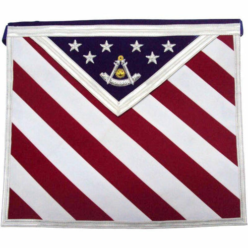 Masonic Exclusive Past Master Apron – US Flag White, Red & Blue Velvet – product view