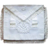 Past Master Blue Lodge Apron – All White with Wreath & Fringe Tassels
