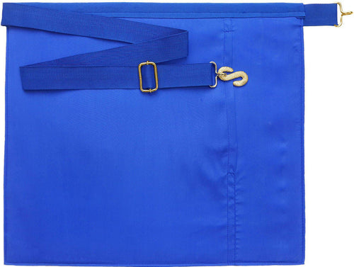 Past Master Blue Lodge Apron – Royal Blue with Wreath Embroidered – detail 2